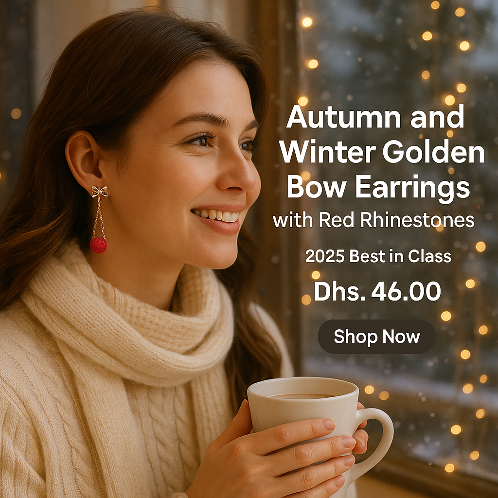 Autumn And Winter Golden Bow With Red Rhinestone Fashion Simple Eardrops