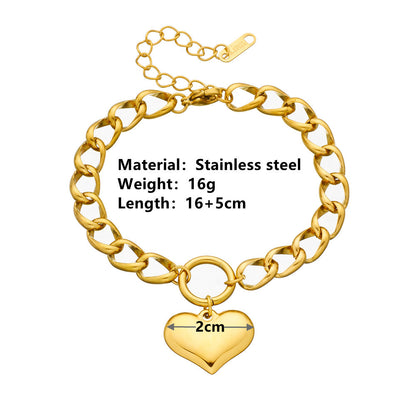 Stainless Steel Simple Thick Straps Heart Bracelet