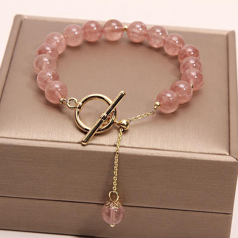 Strawberry Crystal Bracelet With Generous OT Buckle Beads