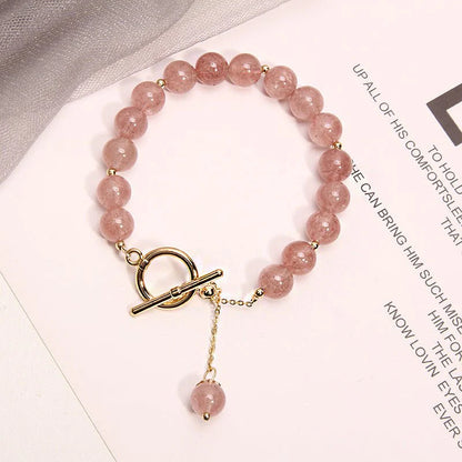Strawberry Crystal Bracelet With Generous OT Buckle Beads